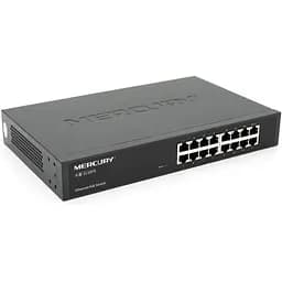Коммутатор POE Mercury S116PS 15 портов POE 100Мбит + 1 порт Ethernet (UP-Link) 100 Мбит, БП встроенный, крепеж в стойку, BOX (294*180*44)