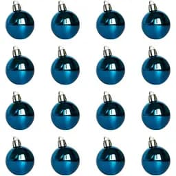 Набір ялинкових іграшок Devilon міні-кулі 4 см синій глянець 16 шт. (890681)