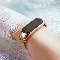 Ремінець для фітнес-браслета Boorui для Xiaomi Mi Band 5 і 6 міланська петля рожеве золото - мініатюра 5
