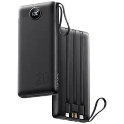 Портативний зарядний пристрій Vrurc 20000 mAh швидка зарядка із вбудованими кабелями