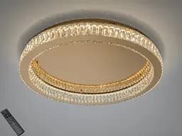 Кришталева LED люстра смарт світильник з пультом, 75 Вт, золото