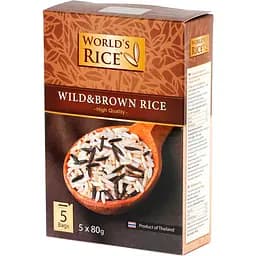 Уцінка. Рис Дикий та Натурал World's Rice 400 г (5 пакетиків по 80 г) 