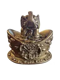 Статуетка скринька Грошовий слоник на чаші з монетами