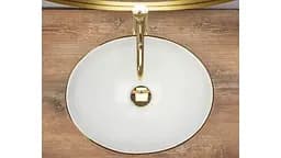 Умивальник Rea Sofia 41x34,5 gold edge (REA-U3287), Матова - мініатюра 4