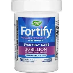 Пробіотики та пребіотик для жінок Nature's Way Fortify Women's Probiotic + Prebiotics з відстроченим вивільненням 30 млрд КУО 30 вегетаріанських капсул