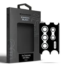 Захисне скло для камери Samsung Galaxy S24 Ultra 5G (SM-S928), Supreme BI, прозорий колір, з рамкою, глянцеве скло для захисту лінз, протиударне, прозоре, з клейовим шаром по контуру, не впливає на якість фото, ArmorStandart (ARM76616)
