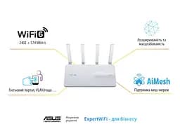 Asus Маршрутизатор ExpertWIFI EBR63 AX3000 4xGE LAN 1xGE WAN 1xUSB3.2 1xUSB2.0 MU-MIMO OFDMA MESH - мініатюра 2