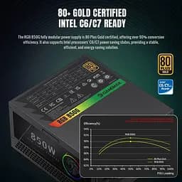 Блок живлення GameMax 850G 850W RGB 80+ Gold (RGB 850G) - мініатюра 8