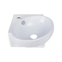 Умивальник Qtap Leo N підвісний угловая овальний 380x360x130 мм White + донний клапан PU02O, Білий - мініатюра 5