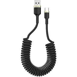 Дата кабель USB 2.0 AM to Type-C 1.0m spiral black ColorWay (CW-CBUC051-BK)