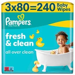Дитячі вологі серветки Pampers Fresh Clean 240 шт. (3 упаковки x 80 шт.)