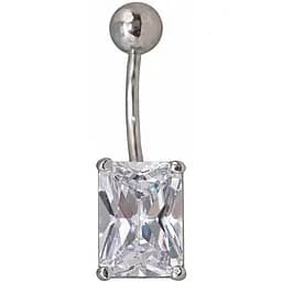 Серебряная серьга для пирсинга пупка с фианитами. 7028.1С