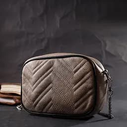 Вечірня жіноча сумка на ланцюжку з натуральної шкіри Vintage 22381 бежева - мініатюра 7