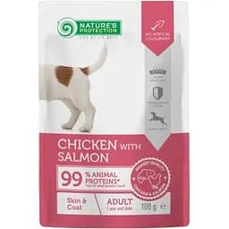 Влажный корм для взрослых собак Nature’s Protection с курицей и лососем 100 г