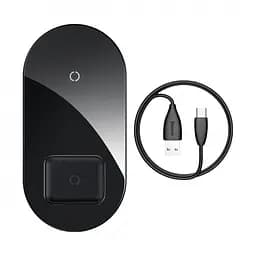 Бездротовий зарядний пристрій Baseus Simple Crystal 2 in 1 (Phone + Pods) 18W WXJK-A01 Black - мініатюра 2