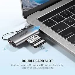 Зчитувач флеш-карт Ugreen USB Type-C 3.1 to TF/SD CM184 Gray (50704) - мініатюра 2