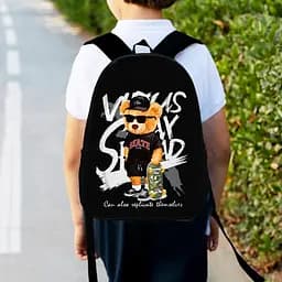 Рюкзак детский Медведь Тедди король скейта 34х27см, городской ранец для мальчика с принтом (00353)