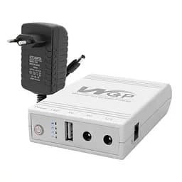 Комплект Mini UPS с блоком питания: источник бесперебойного питания Mini UPS WGP UPS103A White 10400mAh 5V/9V/12V, Li-ion 4*2.6Ah, для роутера и оптического терминала и блок питания SPF-1202B 12V/2A (24W) (42-00262)