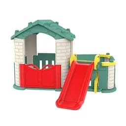 Дитячий садовий будиночок Ramiz 3 в 1 з гіркою та обгородженим садом зелений з червоним (ZOG.CHD-803G)