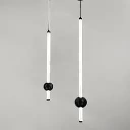 Led светильник в вертикальной форме 90 см с черным шариком | Line F | Арт. YG517A/900 VL BK