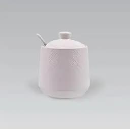 Cахарница керамическая с ложкой Maestro MR-20002-09 баночка емкость 300 мл Белая