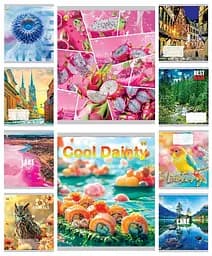 Тетради ученические 60 листов линия Люкс Микс 1, 10 шт. в упаковке