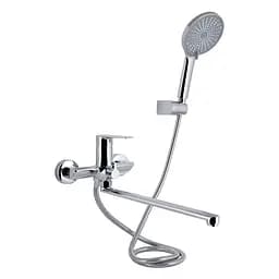 Смеситель для ванны Qtap Leo New с длинным поворотным изливом (c душевым гарнитуром) QTLEO2601CRM45562 Chrome