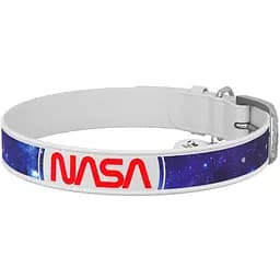 Нашийник для собак Waudog Design NASA21, шкіряний, з QR паспортом, S, 27-36х1,5 см, білий