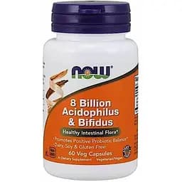 Пробіотики і пребіотики NOW 8 Billion Acidophilus & Bifidus, 60 вегакапсул
