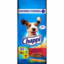 Сухой корм Chappi для взрослых собак с говядиной, птицей и овощами 13.5 кг