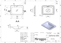 Умивальник Miraggio CALIFORNIA BLACK (69125663) Mirasoft, Матовий, Врізний, Чорний - мініатюра 2