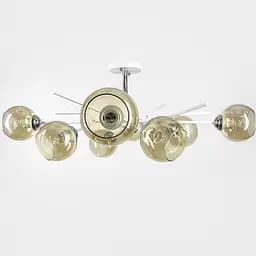 Люстра на 8 янтарних плафонів у білому корпусі Ø 85 см | Арт. 088N/8 WT+CH+AM | Line F