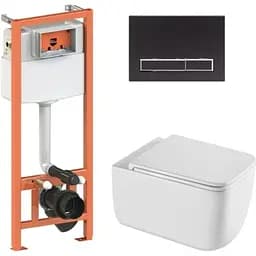 Набір Q-tap Nest 4 в 1 підвісний унітаз Gemini Ultra Quiet 530х365х373 + комплект інсталяції QT2533076EUQW46163