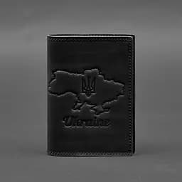 Шкіряна обкладинка для паспорта з мапою України чорний Crazy Horse - мініатюра 7
