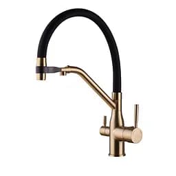 Змішувач для кухні Mixxus Premium Gravity 021 із гнучким виливом Brushed Gold MI6981 Золотий - мініатюра 3