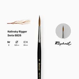 Пензель колонок довгий загострений Raphael Kolinsky Rigger, №8, коротка ручка - мініатюра 2