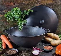  Казан узбецький Наша майстерня WOK з алюмінієвою кришкою 12 л (V12C2Wok) - мініатюра 4