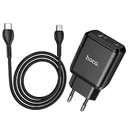 Зарядний пристрій Hoco Favor N5 20 W + кабель Type-C Type-C чорний 6931474738936 - мініатюра 2