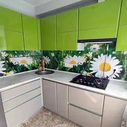 Кухонний фартух Сонячні ромашки вініловий ПВХ наклейка для кухні зелений 65х250 см Happy Pocket Z180273 - мініатюра 6