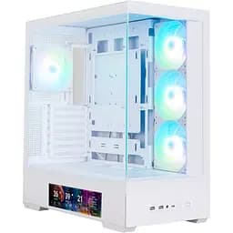 Корпус Zalman P40 DS, White, Mid Tower, без БЖ, для ATX / Micro ATX / Mini ITX, 1xType-C / 2xUSB 3.0, макс. CPU - 165 мм / VGA - 420 мм, 4x120 мм ARGB, бічна та передня панелі із загартованого скла, LCD екран (CPU / GPU / Time)