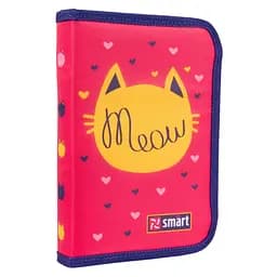 Школьный пенал твердый Smart одинарный с двумя клапанами HP-04 Meow