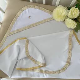 Крижма "Святкова Модель-1" інтерлок 75*100 см Betis Білий із золотим