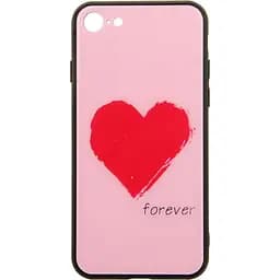 Чохол-накладка Toto Glass Fashionable Case Apple iPhone 7/8/SE 2020 Red Heart on Pink