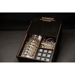 Подарунковий набір Whiskey Stones камені для віскі у дерев'яному пеналі №7 + декантер і 2 склянки Bohemia Diamond + щипці + мішечок - мініатюра 3