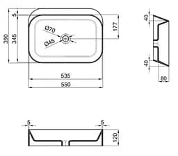 Раковина накладна Qtap Scorpio 550х390х120 мм, Matt Black, прямокутна, без донного клапана QT14112243MBN - мініатюра 5