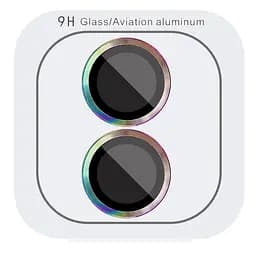 Защитное стекло Epik Metal Classic на камеру в упаковке для Apple iPhone 16, 6.1/16 Plus 6.7 Сиреневый/Rainbow