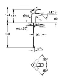 Змішувач для умивальника S-Size без донного клапана Grohe BauLoop New 23337001 Хром - мініатюра 2