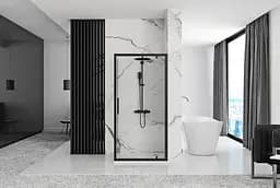Душова кабіна Rea Rapid Swing 100x100 black REA-K6423 + REA-K6410, Чорний матовий, Універсальна, прозрачний, Чорний матовий - мініатюра 5