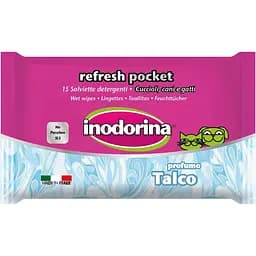 Серветки вологі Inodorina Everyday Talco для всіх типів шерсті котів, собак та кроликів з ніжним ароматом тальку 15 шт (230.0090.002)