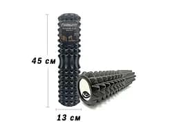 Масажний ролик EasyFit Grid Roller 45 см v.2.2 Чорний - мініатюра 2
